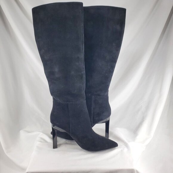 Nine West Women's Black Knee High Boots Eardy Heeled Pointed Toe Size 7.5 M - Picture 2 of 14